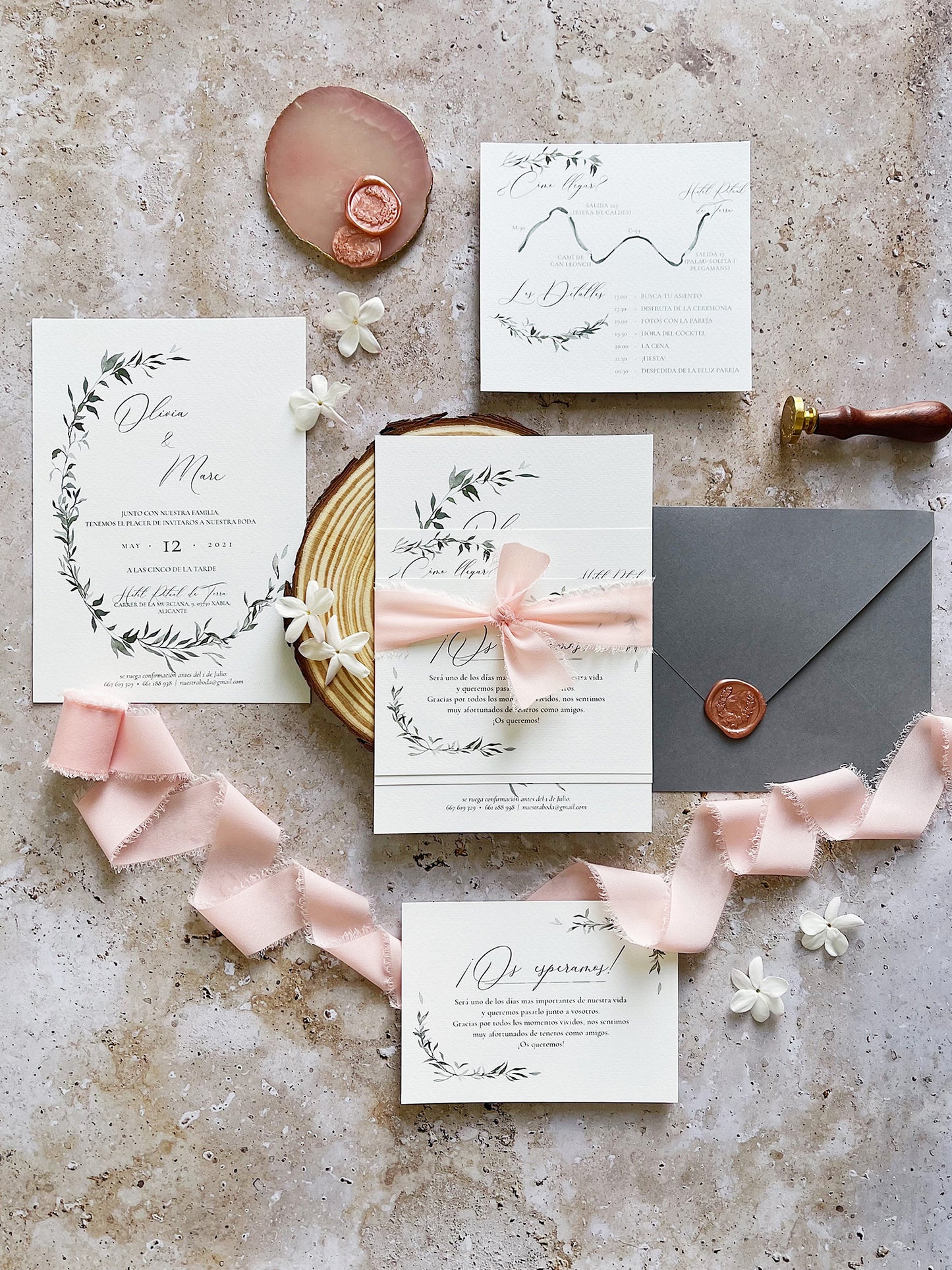 Invitación de Boda Verde 