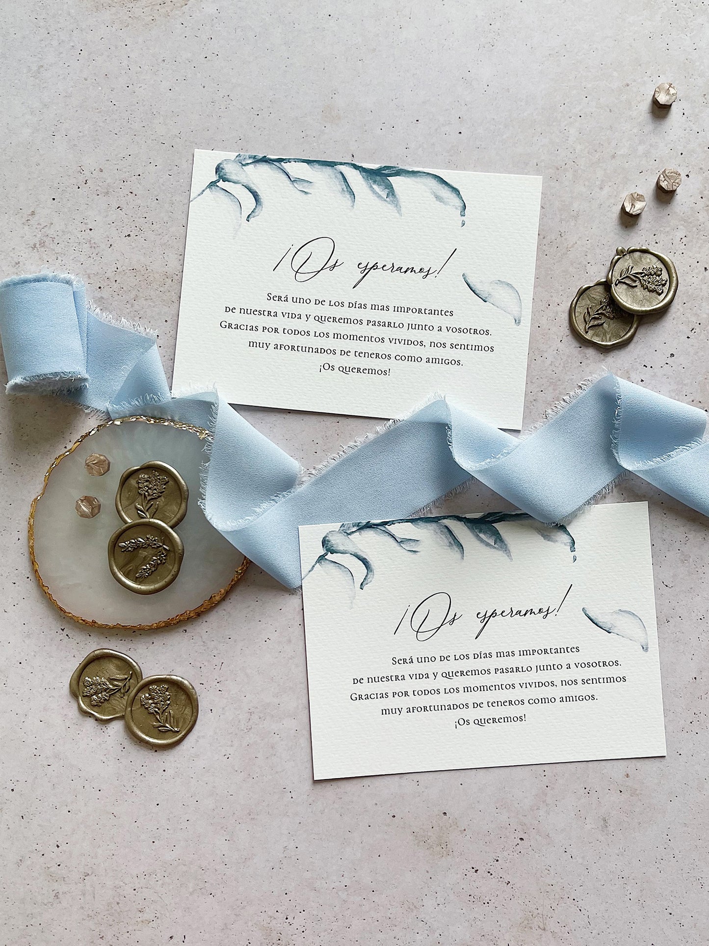 Invitación de Boda Azul economica