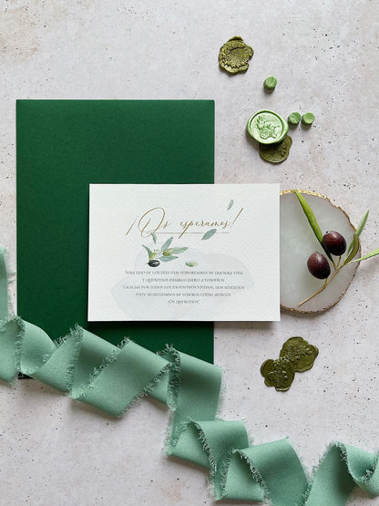 Invitación de Boda rustica olivo