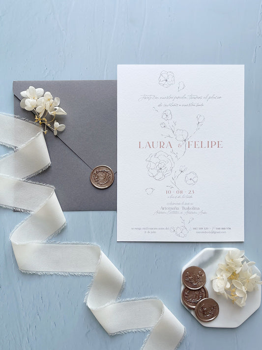 Invitación de Boda Flores Minimalista