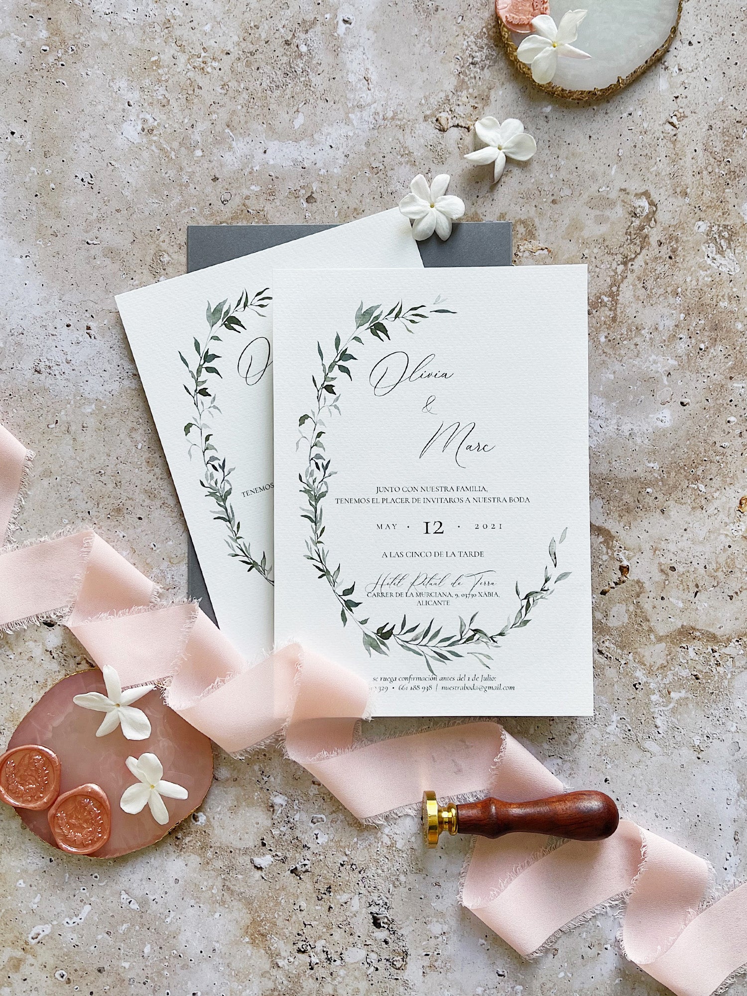 Invitación de Boda Verde Royal